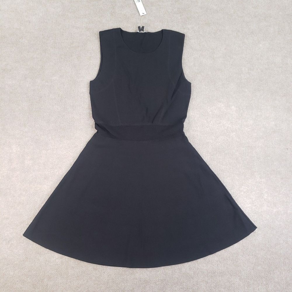 Theory Dress Women Medium Black Dominay Ventura Fit and Flare Stretch Sleeveless